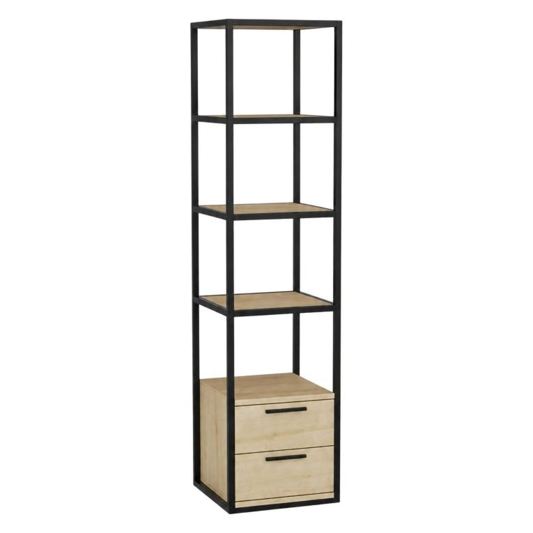 Libreria con 2 cassetti nera e quercia 39x169h cm - Arsim