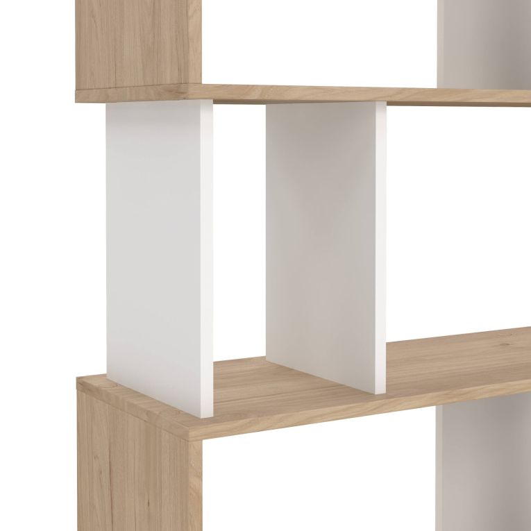 Libreria Coralie, Scaffale da ufficio, Mobile portalibri, Biblioteca, 80x30 h174 cm, Rovere e Bianco