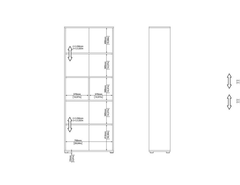Libreria Desiree, Scaffale da ufficio, Mobile portalibri, Biblioteca, 34x80 h205 cm, Grigio