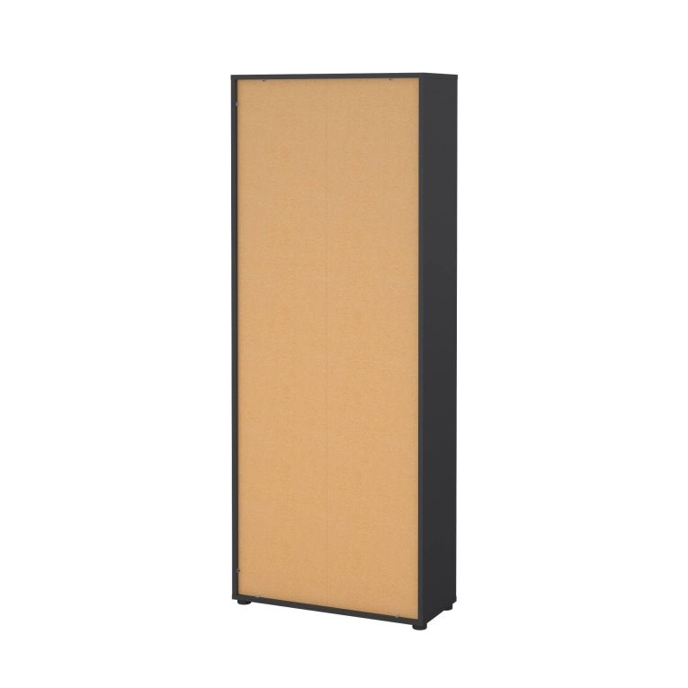 Libreria Desiree, Scaffale da ufficio, Mobile portalibri, Biblioteca, 34x80 h205 cm, Grigio