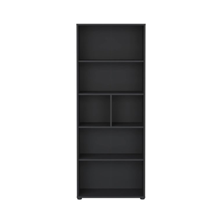Libreria Desiree, Scaffale da ufficio, Mobile portalibri, Biblioteca, 34x80 h205 cm, Grigio