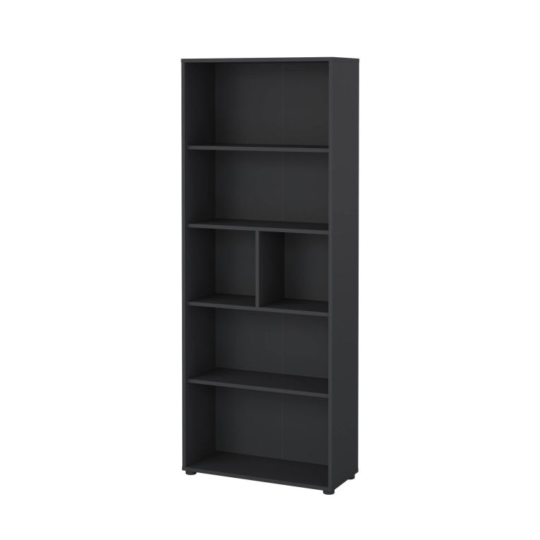 Libreria Desiree, Scaffale da ufficio, Mobile portalibri, Biblioteca, 34x80 h205 cm, Grigio