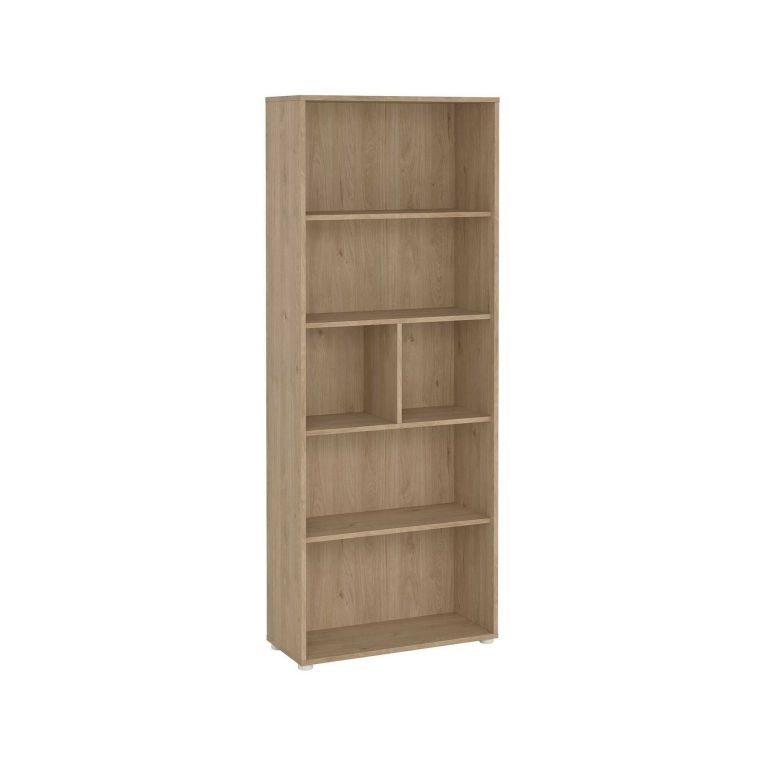 Libreria Desiree, Scaffale da ufficio, Mobile portalibri, Biblioteca, 34x80 h205 cm, Rovere