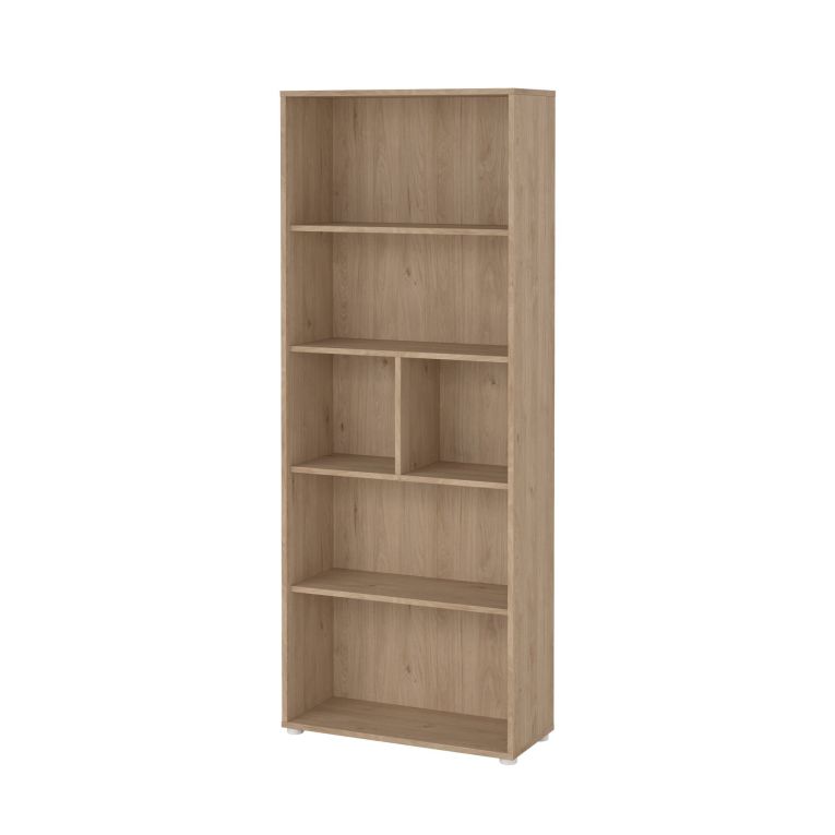 Libreria Desiree, Scaffale da ufficio, Mobile portalibri, Biblioteca, 34x80 h205 cm, Rovere