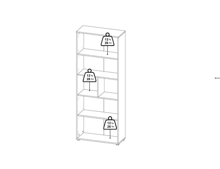 Libreria Desiree, Scaffale da ufficio, Mobile portalibri, Biblioteca, 34x80 h205 cm, Rovere