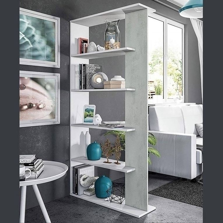 Libreria divisoria bianca e cemento 90x180h cm - Eolo