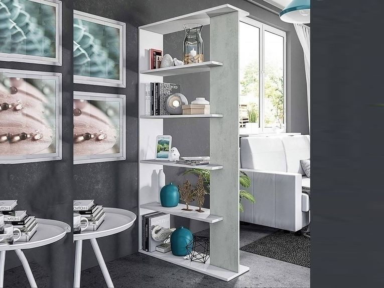 Libreria divisoria bianca e cemento 90x180h cm - Eolo