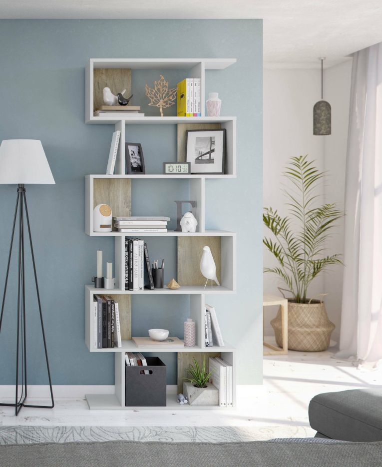 Libreria divisoria bianca e rovere 80x192h cm - Ataman