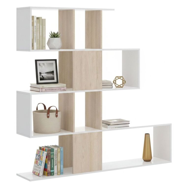 Libreria divisoria bianca lucida e rovere 145x145h cm - Ax