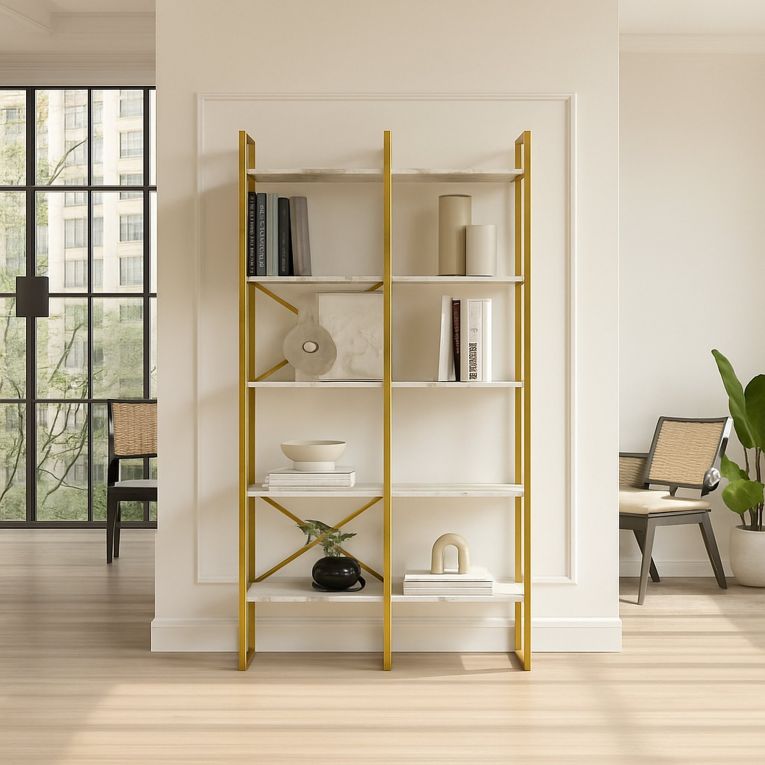 Libreria divisoria grigia e marmo 87x175h cm - Zephirine