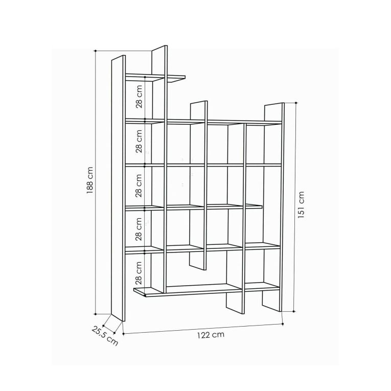 Libreria elegante bianca 122x188h cm - Achela