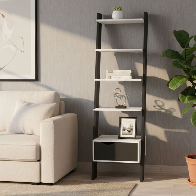 Libreria elegante bianca e nera 55x180h cm - Acascia