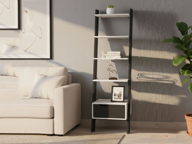 Libreria elegante bianca e nera 55x180h cm - Acascia