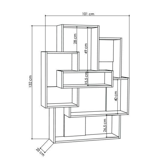 Libreria elegante bianca e quercia 101x132h cm - KhaiMuk