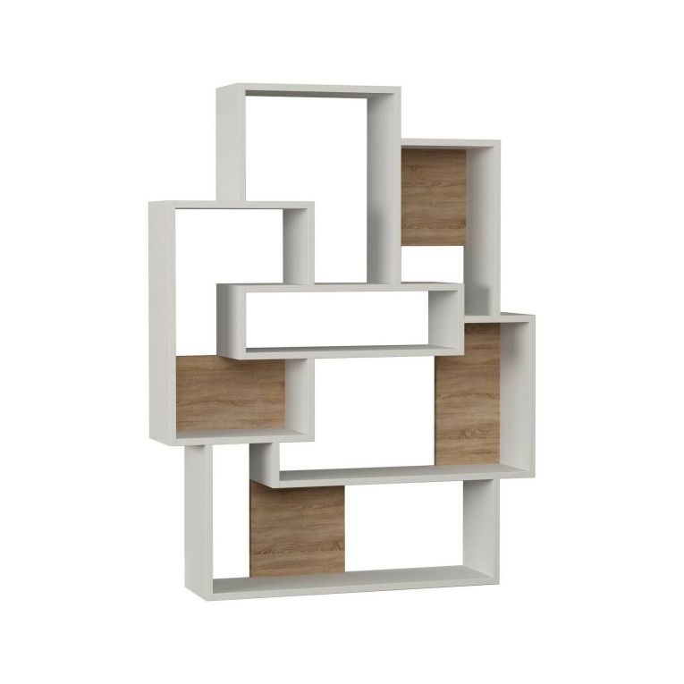 Libreria elegante bianca e quercia 101x132h cm - KhaiMuk