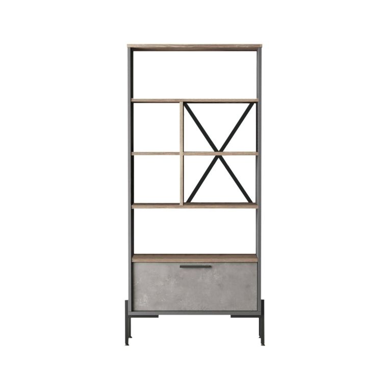 Libreria elegante marrone e grigia 75x160h cm - Fabrice