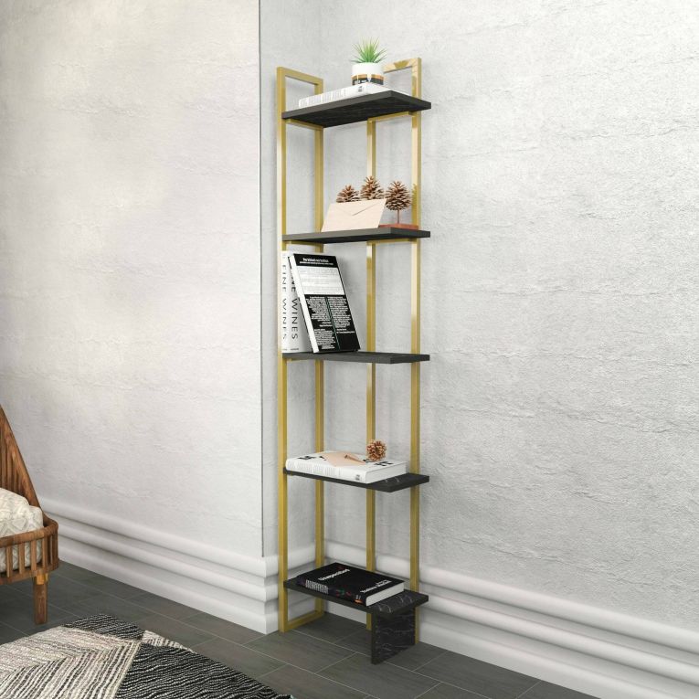 Libreria elegante nera e oro 45x180h cm - Giraffa