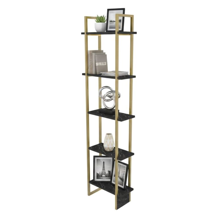 Libreria elegante nera e oro 45x180h cm - Giraffa