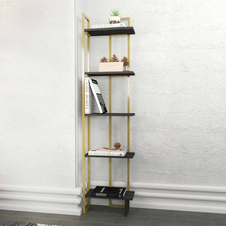 Libreria elegante nera e oro 45x180h cm - Giraffa