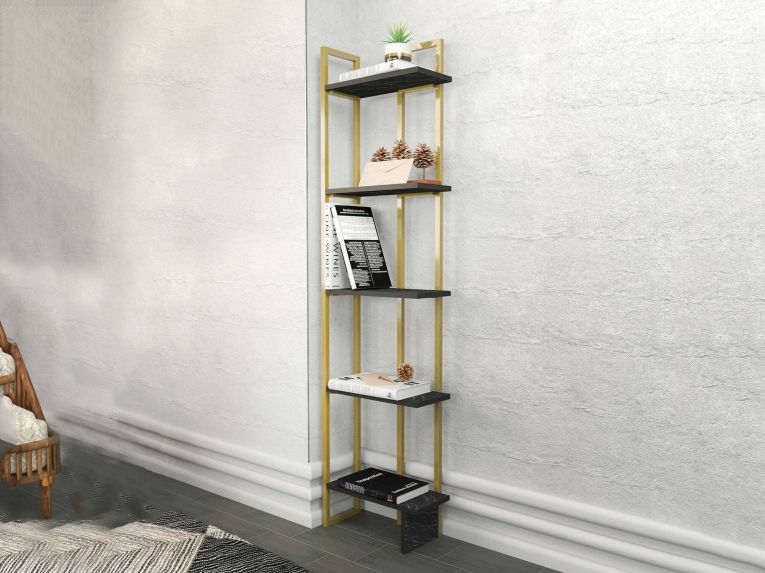 Libreria elegante nera e oro 45x180h cm - Giraffa