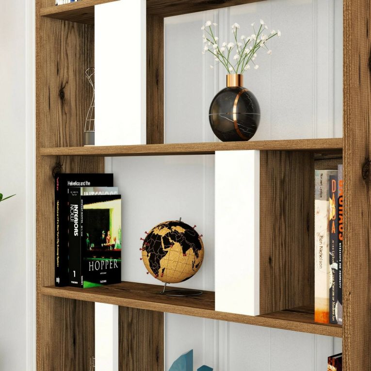 Libreria elegante noce e bianca 90x180h cm - Scapolita