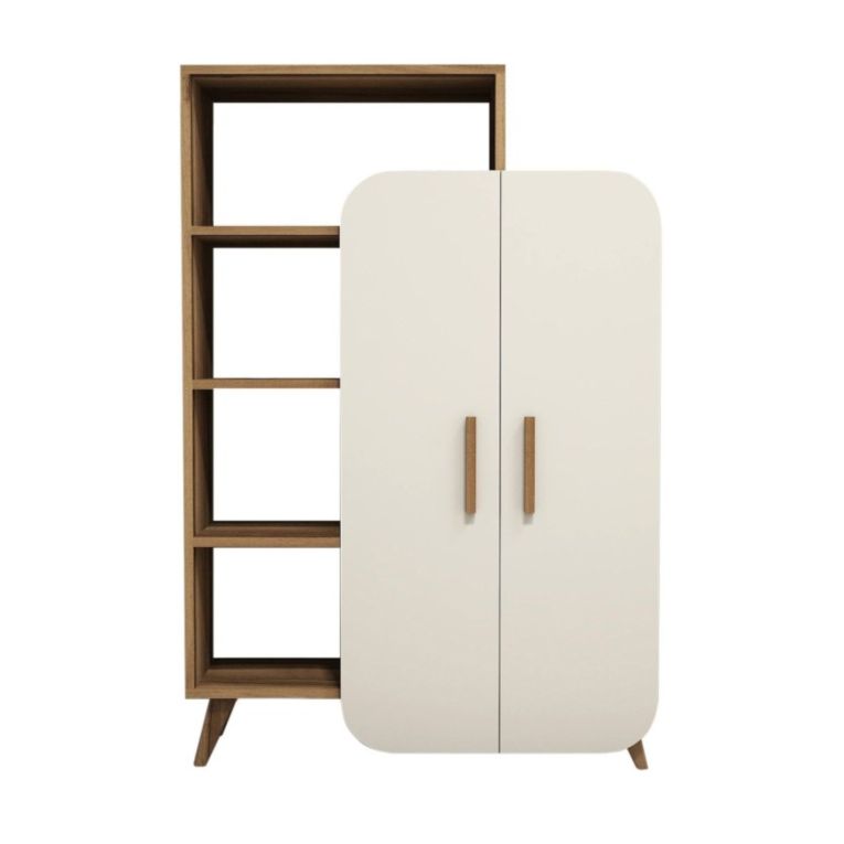 Libreria elegante noce e crema 90x132h cm - Agni