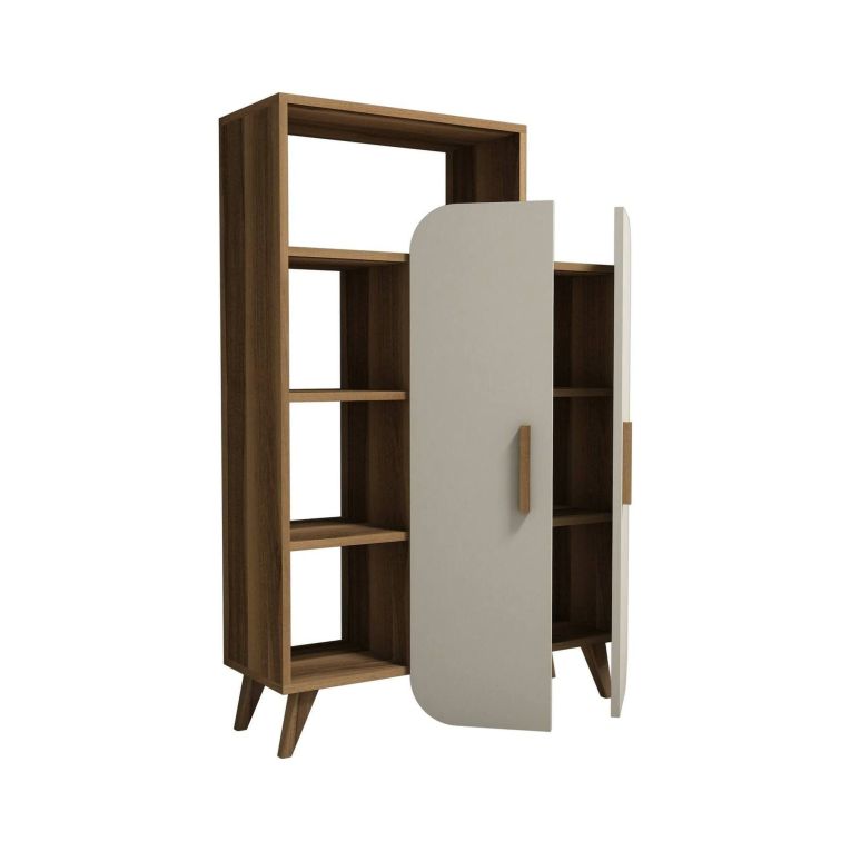 Libreria elegante noce e crema 90x132h cm - Agni
