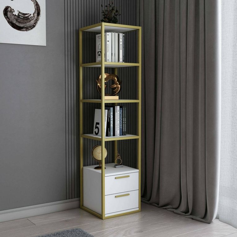 Libreria elegante oro e bianca 39x169h cm - Arsim
