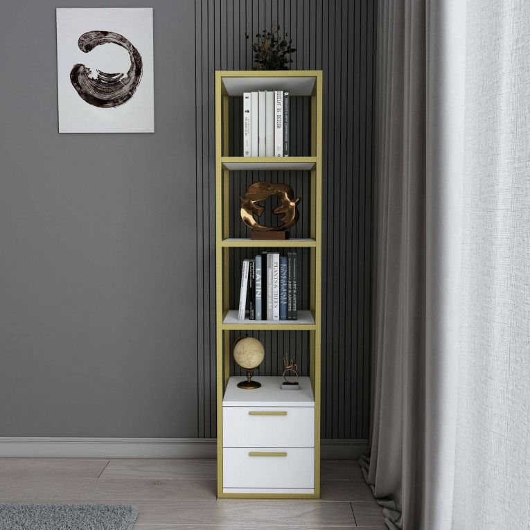 Libreria elegante oro e bianca 39x169h cm - Arsim