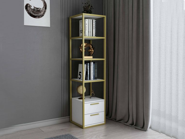 Libreria elegante oro e bianca 39x169h cm - Arsim