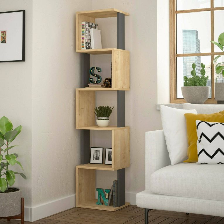 Libreria elegante quercia e antracite 35x161h cm - Nada