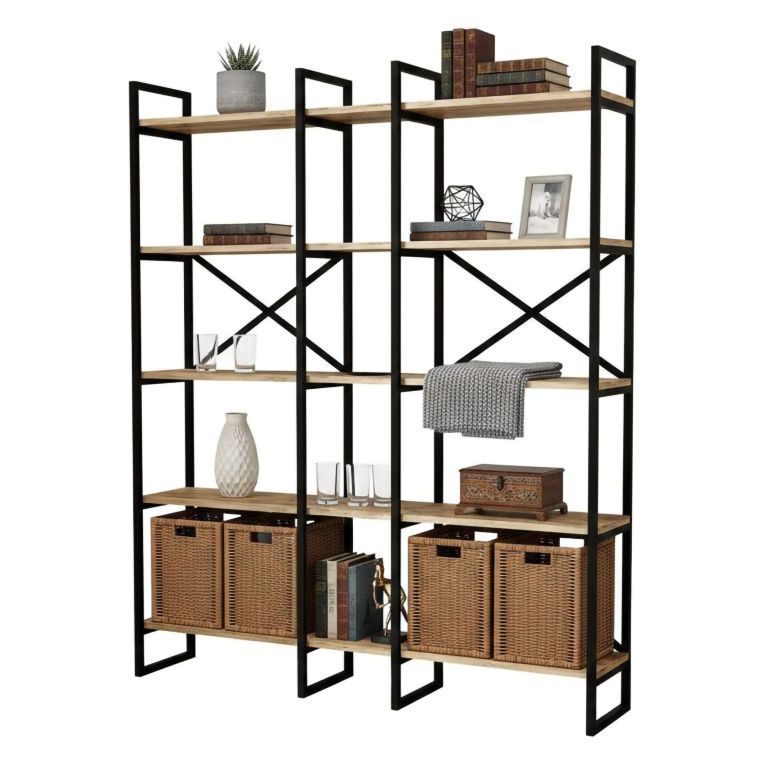 Libreria elegante quercia e nera 143x175h cm - Berna