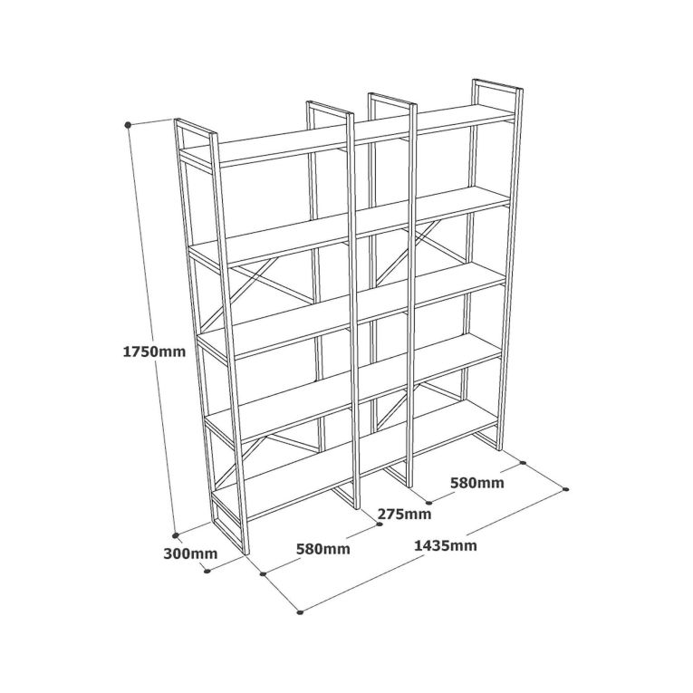 Libreria elegante quercia e nera 143x175h cm - Berna