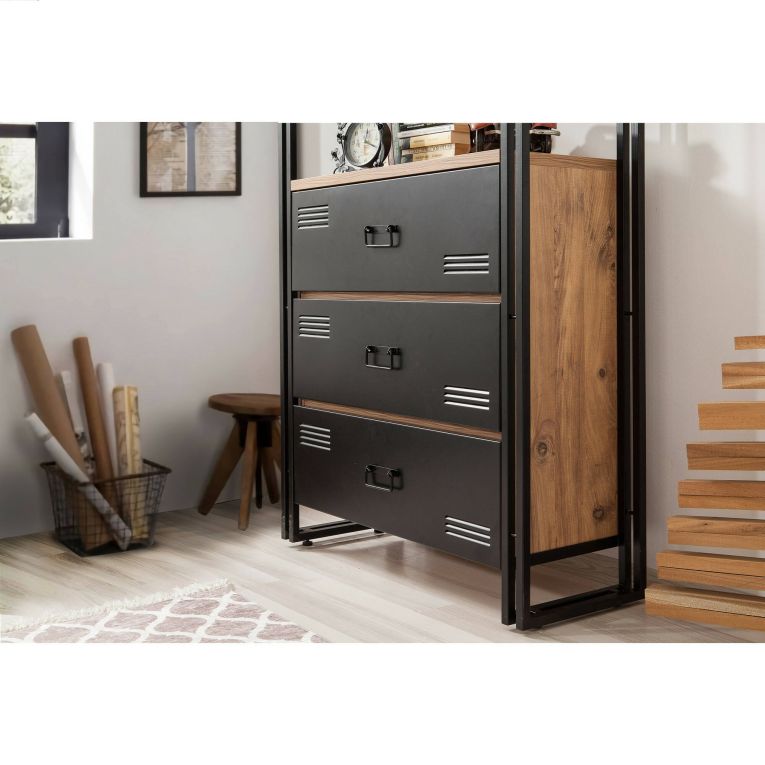 Libreria elegante quercia e nera 90x180h cm - Podul