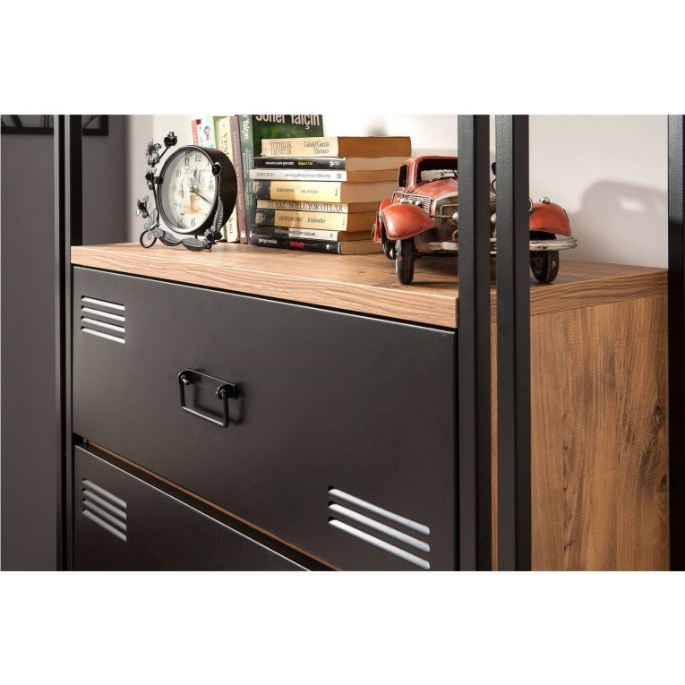 Libreria elegante quercia e nera 90x180h cm - Podul