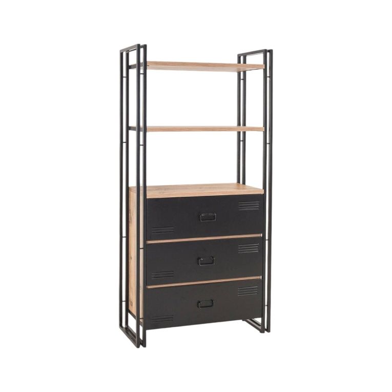 Libreria elegante quercia e nera 90x180h cm - Podul