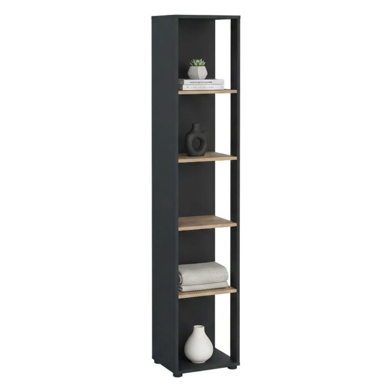 Libreria elegante rovere e grigia 40x204h cm - Baaz