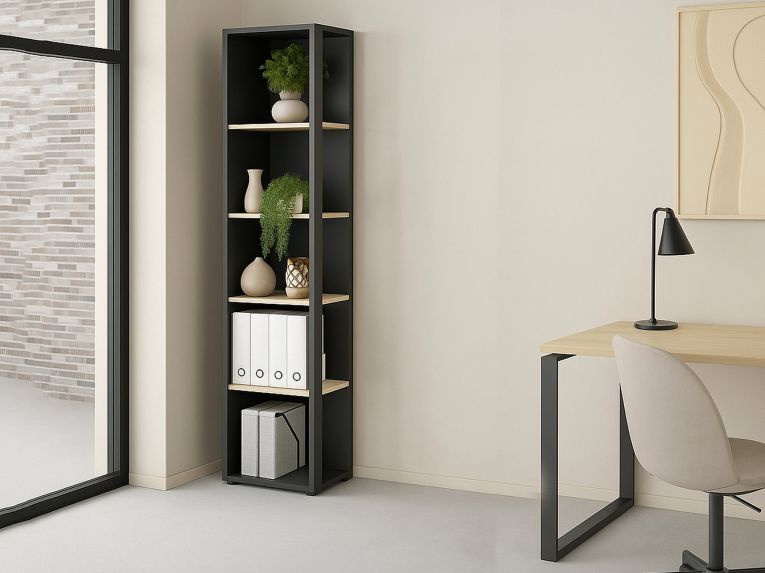 Libreria elegante rovere e grigia 40x204h cm - Baaz