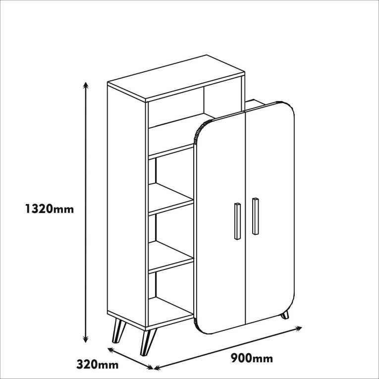 Libreria Enceladus, Scaffale da ufficio, Mobile portalibri, Biblioteca, 90x32 h132 cm, Noce e Crema