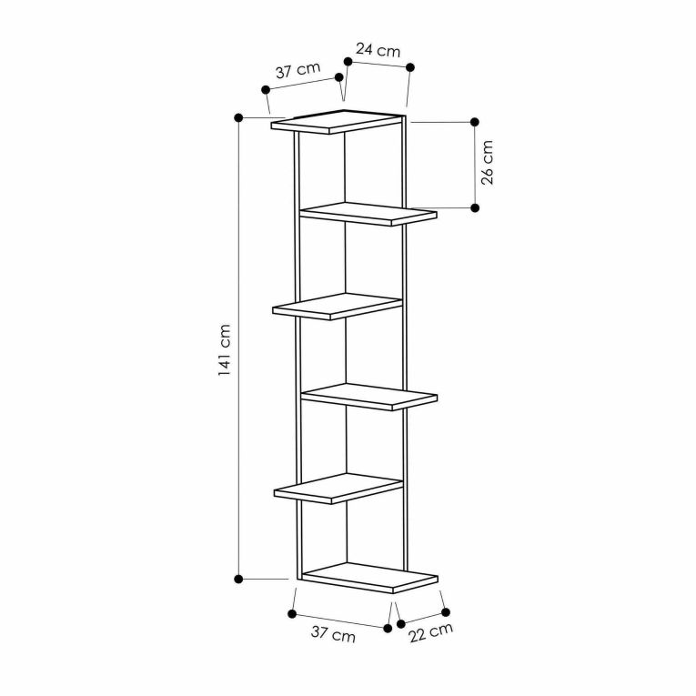 Libreria Fafnir, Scaffale da ufficio, Mobile portalibri, Biblioteca, 37x24h141 cm, Bianco