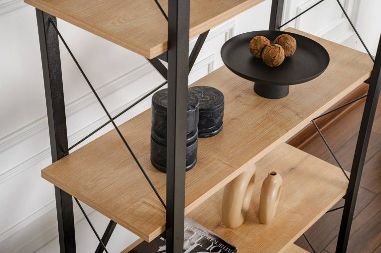 Libreria fissa quercia e nera 90x180h cm - Suriel