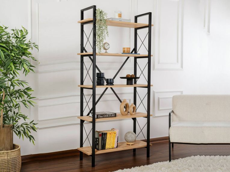 Libreria fissa quercia e nera 90x180h cm - Suriel