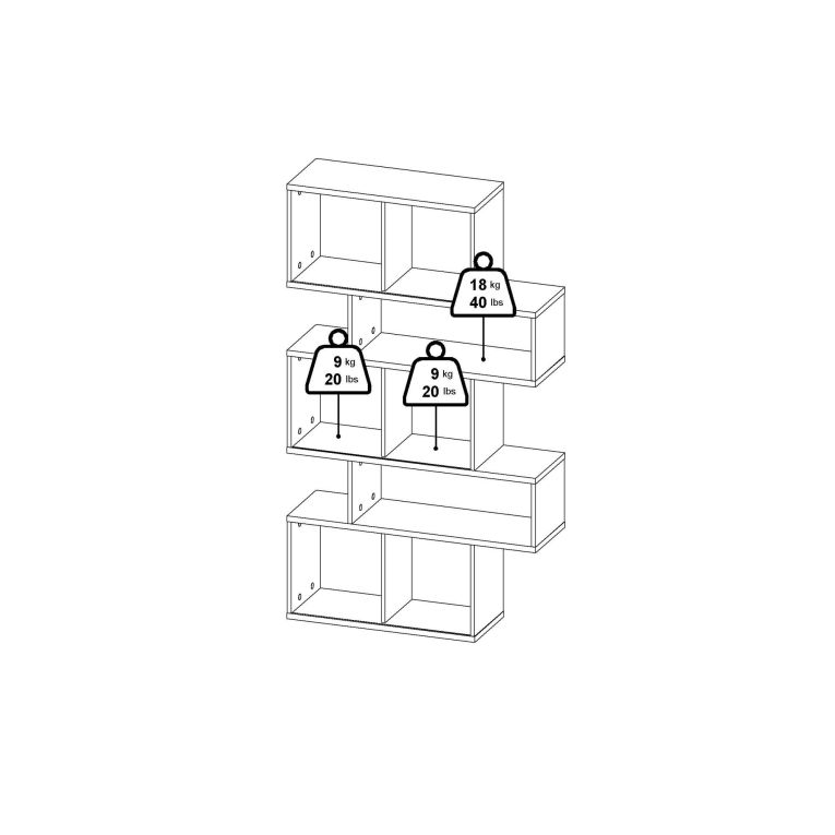 Libreria Flavie, Scaffale da ufficio, Mobile portalibri, Biblioteca, 32x96 h166 cm, Rovere e Cemento