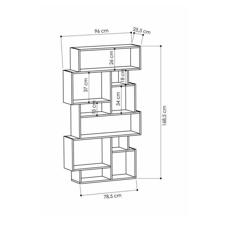 Libreria Gacrux, Scaffale da ufficio, Mobile portalibri, Biblioteca, 96x26h169 cm, Quercia