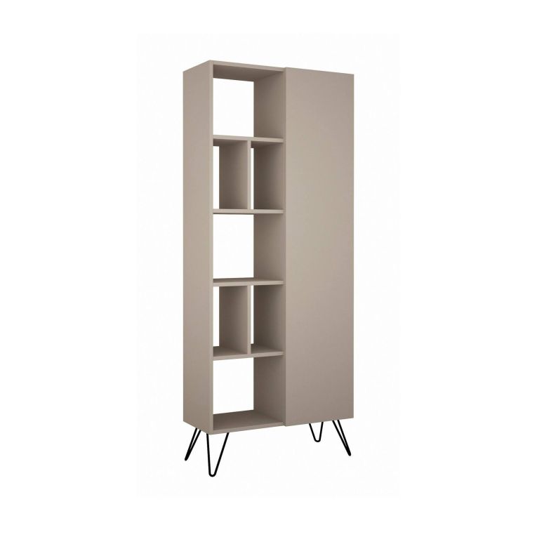 Libreria Gargoyle, Scaffale da ufficio, Mobile portalibri, Biblioteca, 79x32 h190 cm, Beige