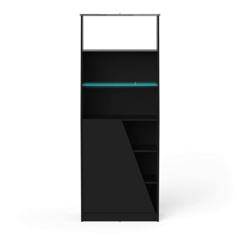 Libreria Garonne, Scaffale da gaming, Mobile portalibri, Biblioteca, 72x34 h185 cm, Nero
