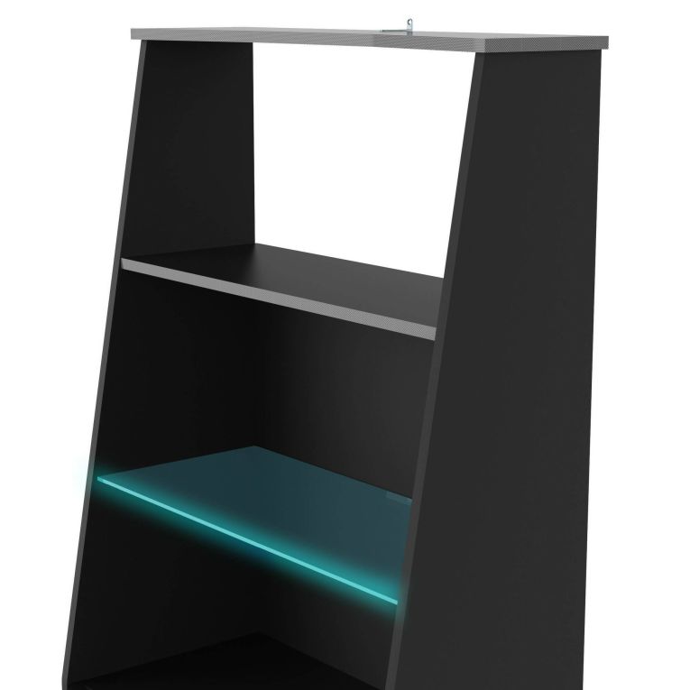 Libreria Garonne, Scaffale da gaming, Mobile portalibri, Biblioteca, 72x34 h185 cm, Nero