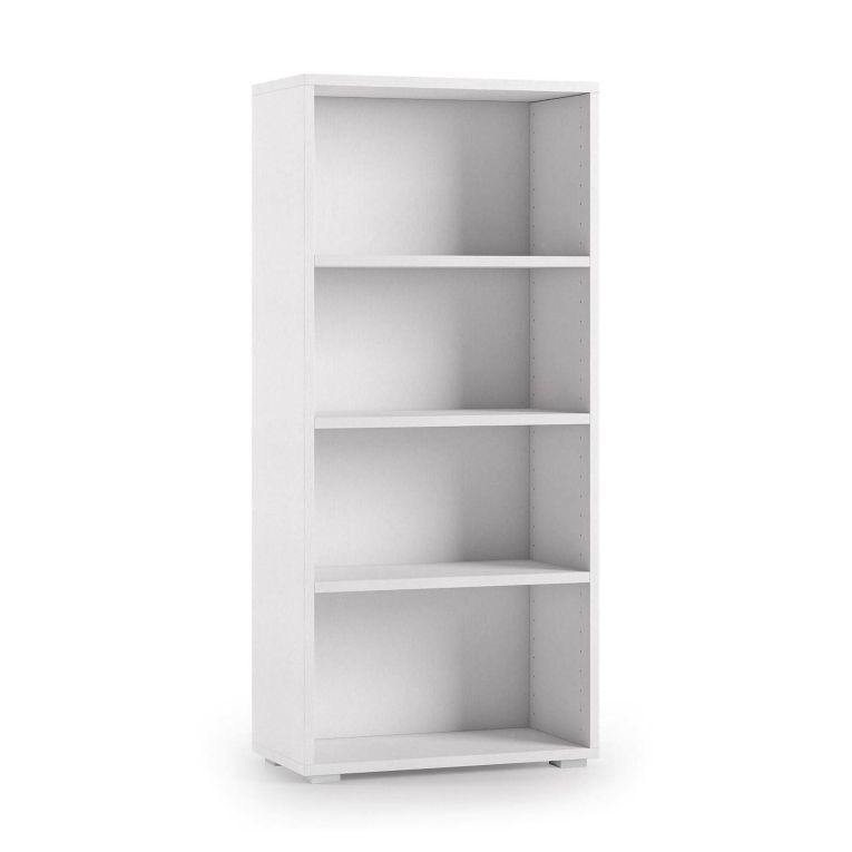 Libreria Giacinto, Biblioteca a 3 ripiani regolabili, Scaffale per libri, Mobile da parete con ripiani, 100% Made in Italy, 60x30h130 cm, Bianco