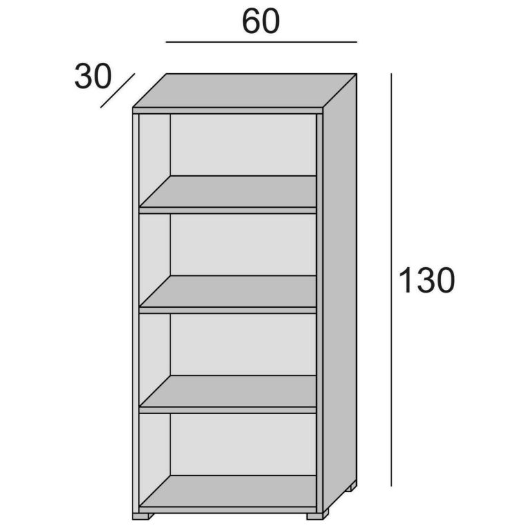 Libreria Giacinto, Biblioteca a 3 ripiani regolabili, Scaffale per libri, Mobile da parete con ripiani, 100% Made in Italy, 60x30h130 cm, Bianco