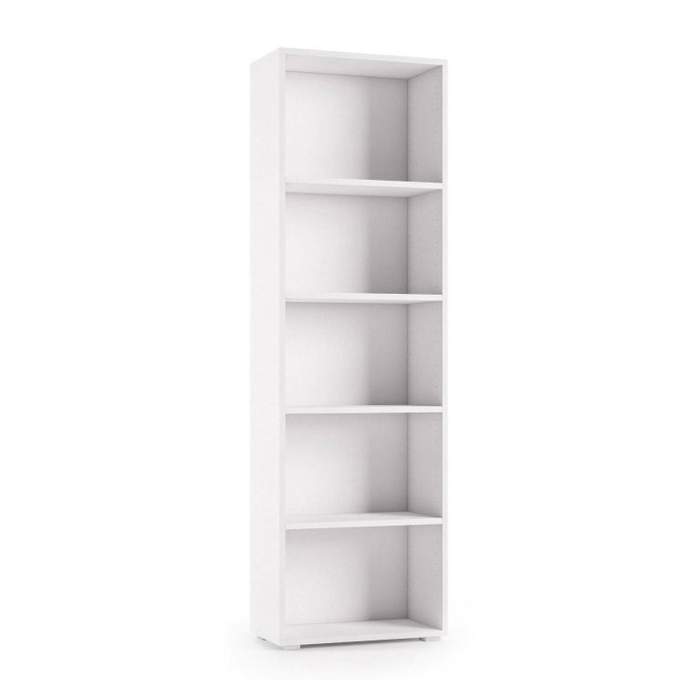 Libreria Girasole, Biblioteca a 4 ripiani regolabili, Scaffale per libri, Mobile da parete con ripiani, 100% Made in Italy, 60x30h195 cm, Bianco
